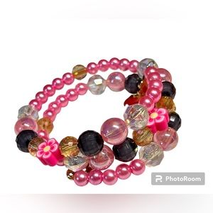 Y2K bubblegum colours COILED bracelet on memory wire OS